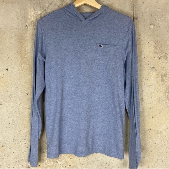 Vineyard vines blue micro striped lightweight hooded long sleeve pullover - Picture 2 of 7